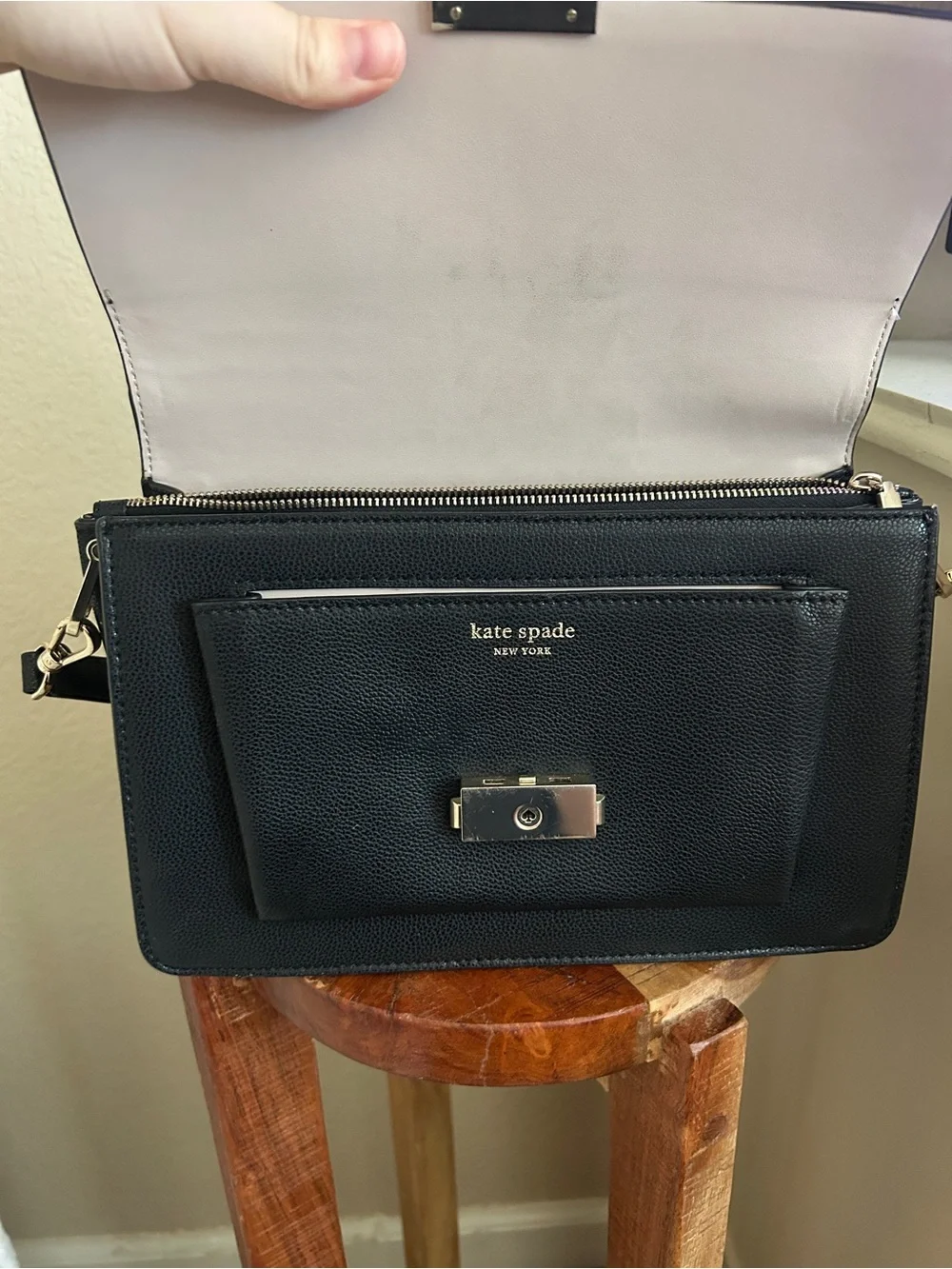 kate spade Black Leather Shoulder Bag with Top Handle